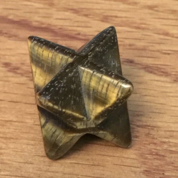 TIGER EYE GEMSTONE 8-POINT MERKABA STAR 3D BROWN MEDITATION SPIRITUAL 5/8"x5/8" - Picture 3 of 7